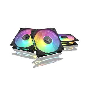 lot 10419 image: ASUS TUF Gaming TR120 ARGB Reverse Fan - Black - Triple Pack Higher Cooling Performance Extra-Thick 28mm Fan Frame, Exclusive Double-Layered LED Matrix Design with 16 Addressable RGB LEDs, Aura Sync