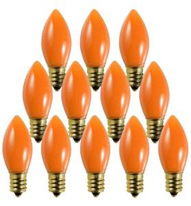 lot 10422 image: 12 Pack C9 Orange Light Bulb Ceramic Incandescent 7 Watt E17 Intermediate Base Replacement C9 String Lights Bulbs Colored Light Bulb Orange Bulb Holiday Decorations Halloween Bulb