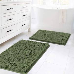 lot 10424 image: H.VERSAILTEX Non Slip Thick Shaggy Chenille Bathroom Rugs, Bath Mats for Bathroom Extra Soft and Absorbent - Bath Rugs Set for IndoorKitchen (Set of 2-20 x 3217 x 24) Loden