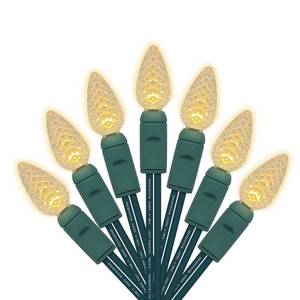 lot 10437 image: Yirunfa C3 Christmas Lights 50 Warm White LED String Lights, 120V UL, 17FT Green Wire Xmas Lights for Indoor & Outdoor Use, Trees, Pathway, Holiday Party Decorations