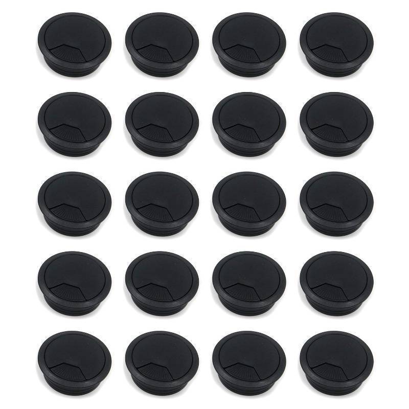 lot 14335 image: Desk Grommet, 2-34 Inch Plastic Desk Cord Cable Hole Cover Grommet -Black (Pack of 20) - Retail $19