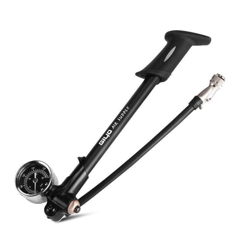 lot 14376 image: High Pressure Shock Pump, (300 PSI Max) for Fork & Rear Suspension, Lever Lock on Nozzle No Air Loss (Black) - Retail $32