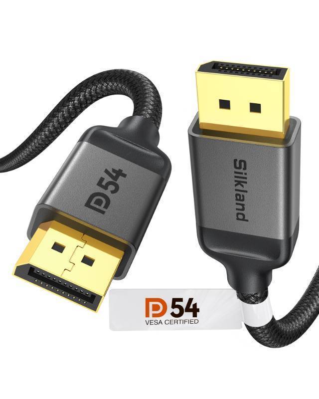 lot 14410 image: 54Gbps DisplayPort Cable 2.1 VESA Certified, DP 2.1 Cable 16K30Hz, 8K120Hz, 4K240Hz 165Hz 144Hz HDR, HDCP DSC 1.2a, Compatible FreeSync G-Sync Gaming Monitor, 6.6FT - Retail $9