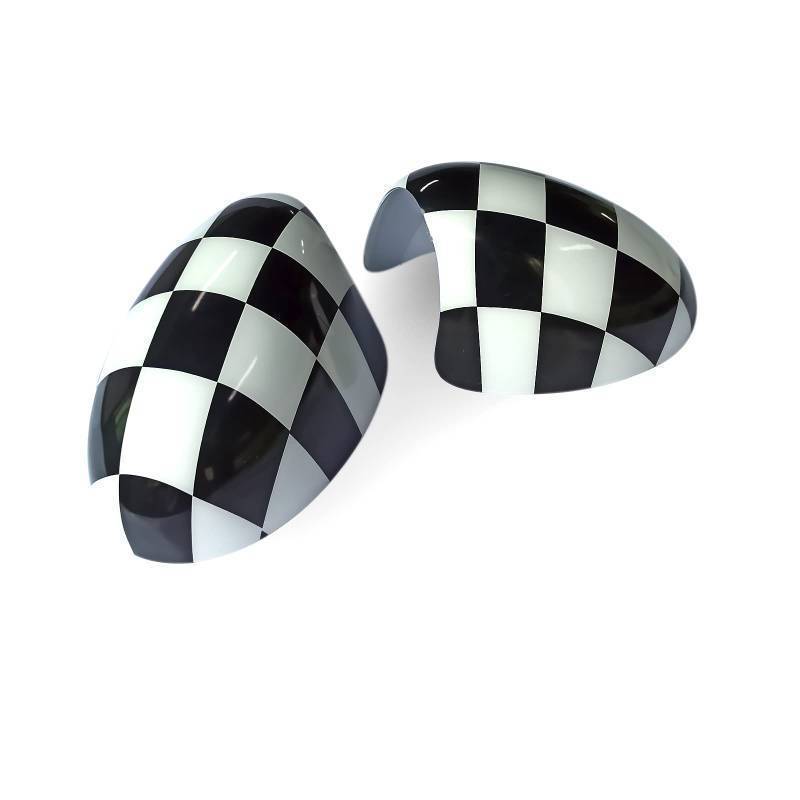 lot 34130 image: Side Wing Rear View Mirror Cover Cap Case Compatible with MiniR50 R53 R52 Checkered
