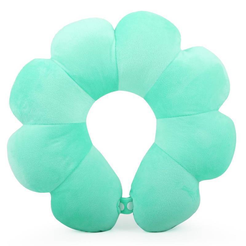 lot 71410 image: Flower Travel Neck Pillows for Airplanes Breathable Cotton U-Shaped Neck Pillow for Kids & Adults Head Neck Chin Support Rest Pillow for Traveling, Car, Train, Bus, Recline, Home, Office, Light Green - Retail $14