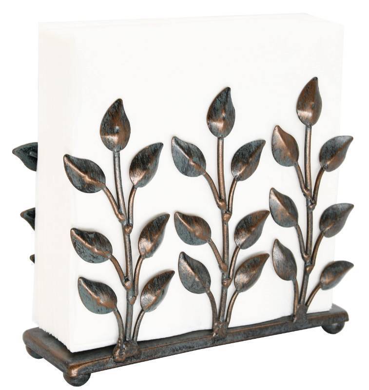 lot 14393 image: Antique Metal Cooper Green Napkin Holder, Napkin Dispenser for Cocktail or Luncheon Napkins, Vertical Napkin Holders for Kitchen, tables, and Outdoor - Retail $16