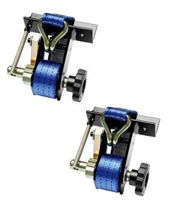 lot 24593 image: Ladder Rack Straps, WJ-Hook (2PCS), 1.4 Black Square Tube Mount, 1.5 Wide x 7.5 Long, Blue Ladder Rack Ratchet Straps, 500 lbs Load Heavy Duty, TruckLumber Rack Straps, PipeRoof Rack Strap - Retail $37