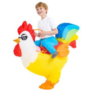 lot 24604 image: Chicken Costume Kids, Inflatable Costumes for KidsBoyGirls, Blow up Rooster, Ride On Rainbow Chicken Costume for Child Halloween Costumes(4-6Y) - Retail $30