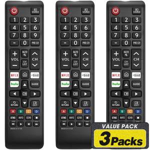 lot 24613 image: 3 Pack Remote for All Samsung TV Remote, Replacement Compatible with All Samsung Smart TVs, LCD, LED, 3D, HDTV, Series TVs - Retail $10
