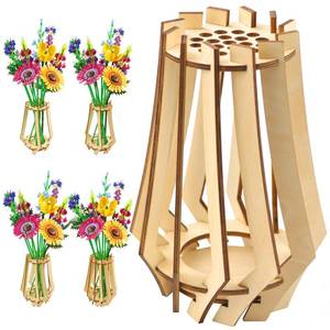 lot 24622 image: Wooden Vase for Lego Flower Bouquet - Display Stand for Roses, Cherry Blossom, Sunflower, Tulips, Daffodils, Lotus - Gift for Flower Building Set Lovers - Retail $14