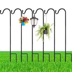 lot 24623 image: 6 Pcs 24 Inch Shepherds Hook for Outdoor Adjustable Bird Feeder Pole Metal Steel Shepard Hooks for Hummingbird Stand Feeder Pole for Garden Plant, Lantern, Hanging Wedding Decor - Retail $20