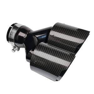 lot 24624 image: Dual Carbon Fiber Exhaust Tip 3 Inlet to Dual 4 Outlet Tailpipe tip Universal for Vehicles - Retail $65
