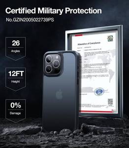 lot 24637 image: Shockproof for iPhone 14 Pro Case, 3X Military-Grade Drop Tested & Slim Silky Feel Translucent Hard Back with Silicone Protective Anti-Fingerprint Anti-Scratch Phone Case Guardian, Black - Retail $19