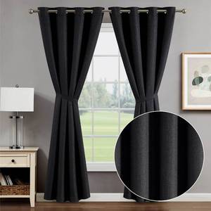 lot 24642 image: Creative Home Ideas Blackout Curtains (2 Panels, 50x96, Charcoal Gray) Room Darkening Thermal Insulated Curtains with Tiebacks, Chyna Lined Window Curtains for Bedroom, Two-Tone Textured - Retail $24