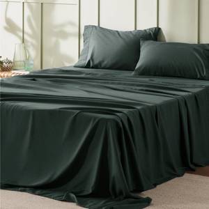 lot 24643 image: Bedsure Full Size Bed Sheets - 4 Pieces Soft Full Sheet Set - Breathable & Cooling - Hotel Luxury - Easy Care Polyester Microfiber Bedding for Women, Men, Forest Green - Retail $29