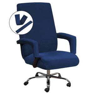 lot 24648 image: Office Chair Covers, Stretch Computer Rotating Chair Cover with Armrest Covers, Modern Jacquard with Zipper Simplism Style High Back Boss Chair Slipcover, Navy - Retail $22