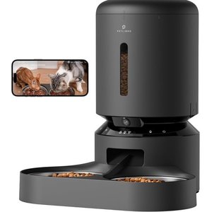 lot 24667 image: PETLIBRO Automatic Cat Feeder with Camera for Two Cats  1080P HD Video with Night Vision  5G WiFi Pet Feeder with 2-Way Audio for Cat & Dog  Low Food, Size5L -with Camera - Retail $170