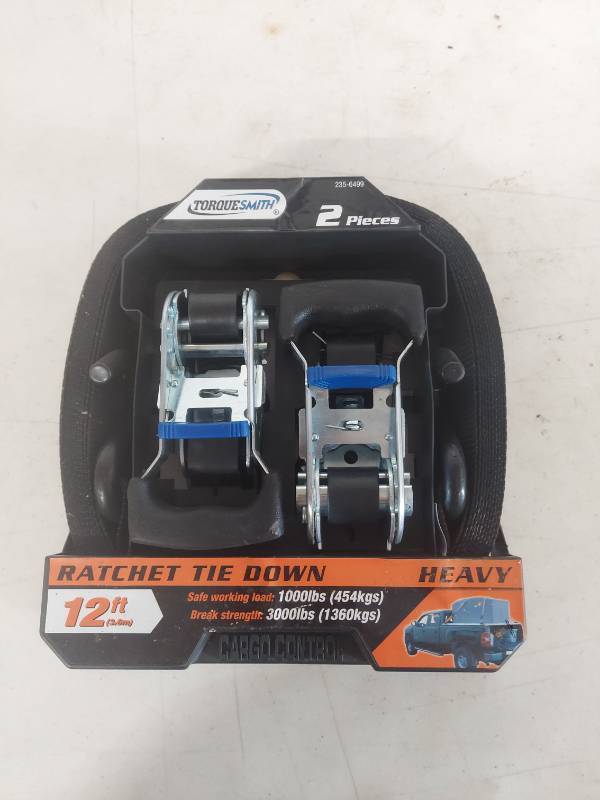 lot 1172 image: Torquesmith 12ft Heavy Duty Ratchet Tie Down Straps