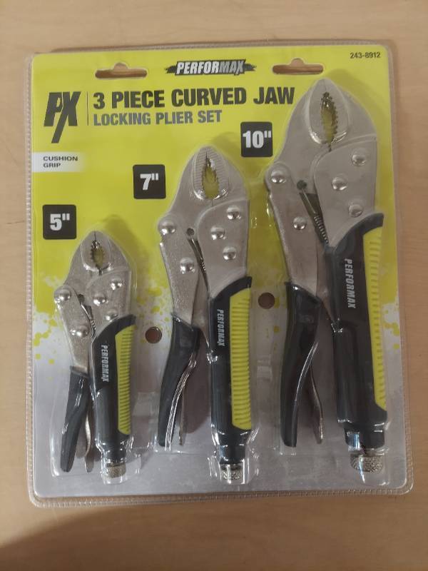 lot 5045 image: 3 Pc curved jaw locking plier set