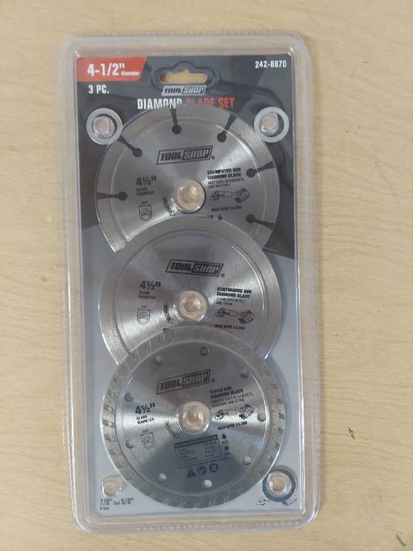 lot 5050 image: 3 Pc diamond blade set 4-12 in