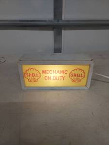 lot 3351 image: Shell Mechanic On Duty Illuminated Sign