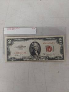 lot 3369 image: Series 1953-C US $2 Bill Red Seal