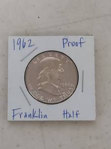 lot 3373 image: 1962 Silver Proof Franklin Half Dollar