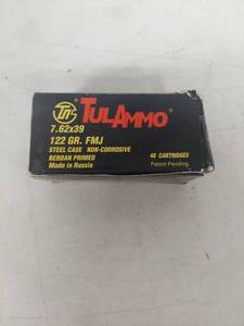 lot 3377 image: Tulammo 7.62x39 122gr FMJ Ammunition - 40 Rounds