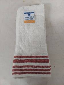 lot 3391 image: Red Striped Cotton Kitchen Towels - 3 Pack Set