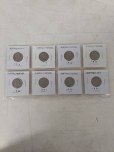 lot 3395 image: Card of 8 Buffalo Nickels