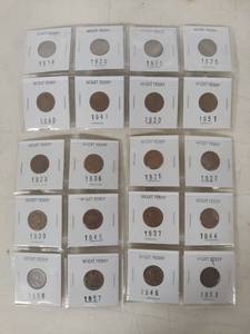 lot 3402 image: 3 Cards of Lincoln Wheat Penny