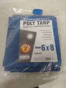 lot 3404 image: Standard-Duty Poly Tarp 6x8ft 2-Pack