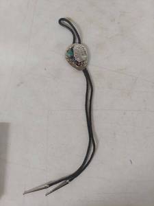 lot 3439 image: Native American Bolo Tie with Turquoise and Coral