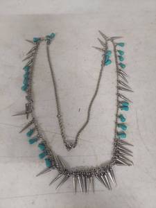 lot 3460 image: Turquoise and Spike Statement Necklace