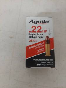 lot 3466 image: Aguila .22 HP Super Extra Hollow Point Ammunition - 50 Count