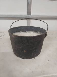 lot 3500 image: Cast Iron Planter with Bail Handle - Hole in Bottom