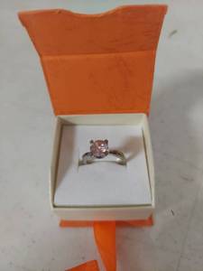 lot 3501 image: Pink Solitaire Ring in Gift Box
