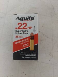 lot 3506 image: Aguila .22HP Super Extra Hollow Point Ammunition - 50 Rounds