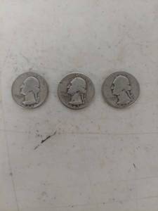 lot 3601 image: (3) Washington Silver Quarters