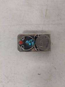 lot 3638 image: Native American Money Clip with Buffalo Nickel