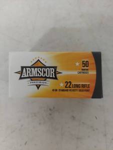 lot 3644 image: Armscor .22 LR Ammunition - 50 Round Box