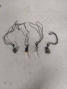 lot 3649 image: Carved Pendant Necklaces