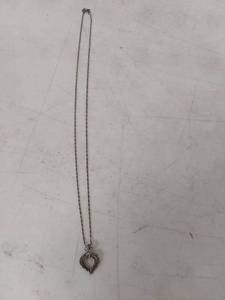 lot 1010 image: Marcasite Heart Pendant Necklace - Marked .925