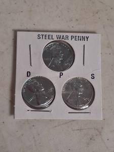 lot 1089 image: 1943 Steel War Penny Set - P-D-S Mint Marks