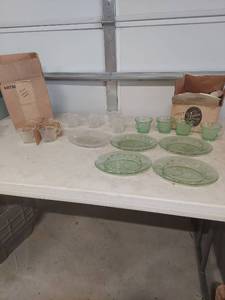 lot 3943 image: Tiara Sandwich Glass Set with Plates and Cups