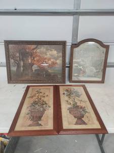 lot 4075 image: Collection of Framed Wall Art - Autumn Scene and Floral Prints