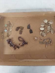 lot 4109 image: Charm Bracelet with Brown Glass Bead Necklace