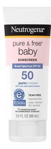 lot 1000 image: Neutrogena Pure & Free Baby Mineral Sunscreen Lotion with Broad Spectrum SPF 50 & Zinc Oxide, Water-Resistant, Hypoallergenic & Tear-Free Baby Sunscreen, 3 fl. oz