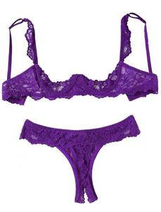 lot 1017 image: Avidlove Sexy Lingerie Set for Women Lace Bra and Panty Sets Underwire Push Up Lingerie Purple L