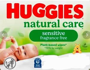 lot 1020 image: Huggies Natural Care Sensitive Baby Wipes, Hypoallergenic, 99% Purified Water, 1 Refill Pack, 208 wipes